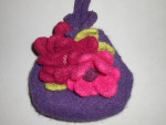 Too Hip Bags Artisan Small Purple Wool Beaded Flower Bag