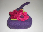 Too Hip Bags Artisan Small Purple Wool Beaded Flower Bag