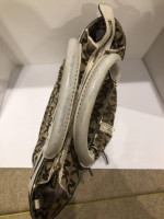 Michael Kors White Leather Tan Logo Canvas Bucket Bag Purse