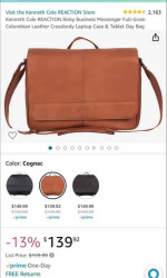 New with tags! Kenneth Cole Reaction "Risky Business" Messenger Bag Leather