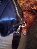Black Leather Shoulder Bag faux Zippers