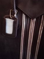 Black Leather Shoulder Bag faux Zippers