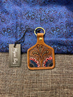 107-CMT New Handmade Leather Myra Bag Key Fob “Paintbrush Wildflower “S-8792