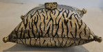 Vintage 1930's Brass Copper Gold Pillow Purse Bag With Chain Exotic Tiger