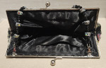 Small Satin Colorful Floral Embroidered Beaded Clutch Hand Bag Glass Bead Handle