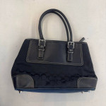 Coach Leather Canvas Handbag Shoulder Bag – Black, Expandable