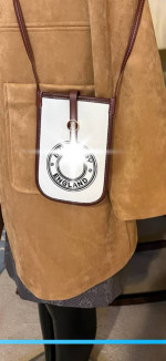 100-HRTT  New Phone Holder Bag Canvas & PU Leather Natural Logo Cross Bag Flap