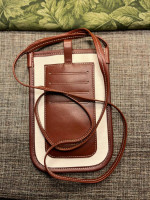 100-HRTT  New Phone Holder Bag Canvas & PU Leather Natural Logo Cross Bag Flap