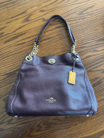 Coach 36855 Oxblood Edie Leather Shoulder Bag Purse