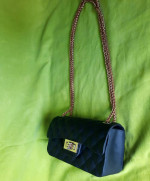 Black quilted purse chain strap shoulder cross body little bag women
