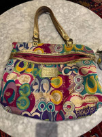 Coach Poppy Pop C Glam Shoulder Bag Pocket Tote 15293