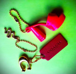 Charm chain for key bag coach leather Larroude pink gold tone