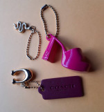 Charm chain for key bag coach leather Larroude pink gold tone