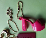 Charm chain for key bag coach leather Larroude pink gold tone