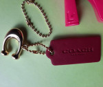 Charm chain for key bag coach leather Larroude pink gold tone