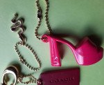 Charm chain for key bag coach leather Larroude pink gold tone