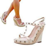 Valentino Garavani Rockstud Platform Wedges, Sandals, Leather, Size 36