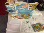 COACH BLUE PALM TREE ISLAND NEW WITH TAGS PURSE WITH MATCHING WALLET
