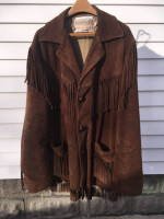 1970s Vintage Men’s Suede Leather Fringe Jacket by Schott NYC