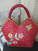 Woven Straw Red Purse