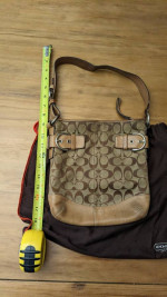 Light Brown Shoulder Authentic Coach Letter C Purse with Leather Strap