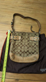Light Brown Shoulder Authentic Coach Letter C Purse with Leather Strap