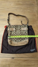 Light Brown Shoulder Authentic Coach Letter C Purse with Leather Strap