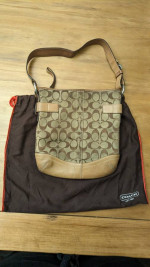 Light Brown Shoulder Authentic Coach Letter C Purse with Leather Strap