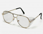 Pyramex Pathfinder Clear Gold Metal Retro Aviator Safety Glasses