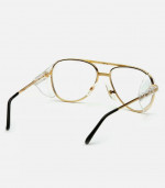 Pyramex Pathfinder Clear Gold Metal Retro Aviator Safety Glasses