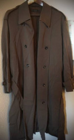 DONNA KARAN 100% WOOL MEN'S 44 TRENCH COAT MADE IN ITALY- BROWN