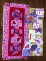 Red Hat Society items - clothing, pins, stationary, quilt, towels, etc
