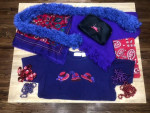 Red Hat Society items - clothing, pins, stationary, quilt, towels, etc