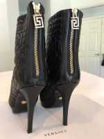 VERSACE STIVALETTO BLACK QUILTED BOOTS, SIZE 36, ORIGINAL RECEIPT