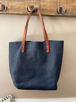 KMM & CO Navy Kodiak LEATHER TOTE