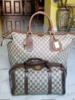 Auth Vintage Gucci train case and Boston handbag