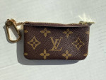 Louis Vuitton Monogram Zip Key Ring Pouch Coin Purse Mini Gold Chain