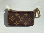 Louis Vuitton Monogram Zip Key Ring Pouch Coin Purse Mini Gold Chain