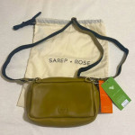 "NEW" SAREP + ROSE Rectangular Sage Green Leather Crossbody Handbag