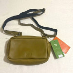 "NEW" SAREP + ROSE Rectangular Sage Green Leather Crossbody Handbag