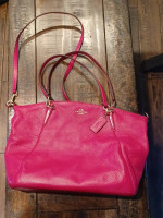 Coach Pink Fuchsia Pebbled Leather Kelsey Purse Satchel