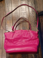 Coach Pink Fuchsia Pebbled Leather Kelsey Purse Satchel