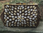 Gold and Silver Beaded Purse Handbag