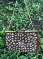Gold and Silver Beaded Purse Handbag