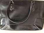 NEW Manmade Material Black Bag Faux Leather w/ Insert Tote Carry-On