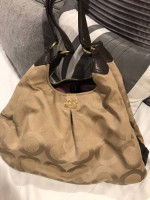 Coach Handbag beige with brown trim