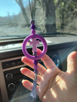 Purple cross car charm