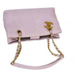 CHANEL Gorgeous blush Pink CC Logo V Stitch Chain Shoulder Leather Tot
