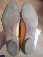 Womens Salvatore Ferragamo Yellow Leather Slip On Bow Flats in Box