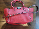 Valentino Garavani "Rockstud" Red Leather Handbag